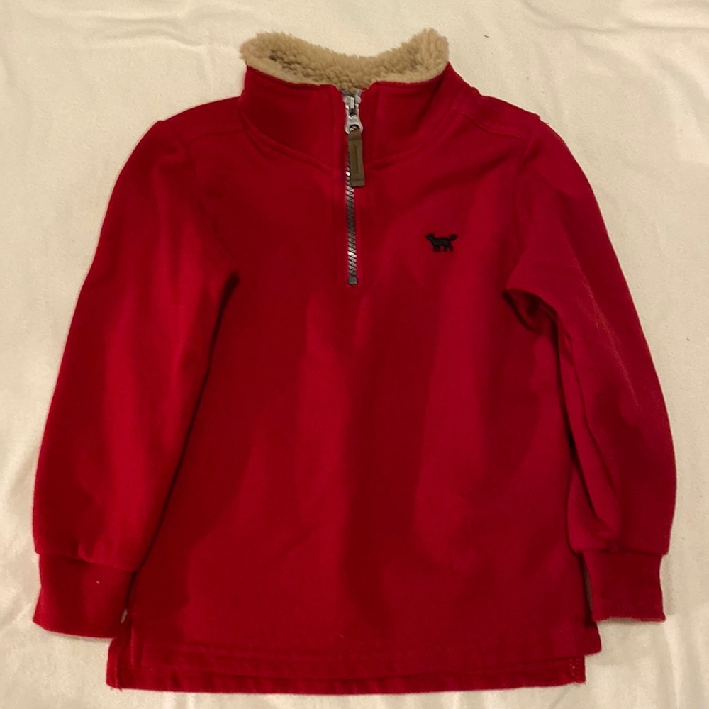 NWOT red 3/4 zip up pull over sweatshirt with fleece collar 4T